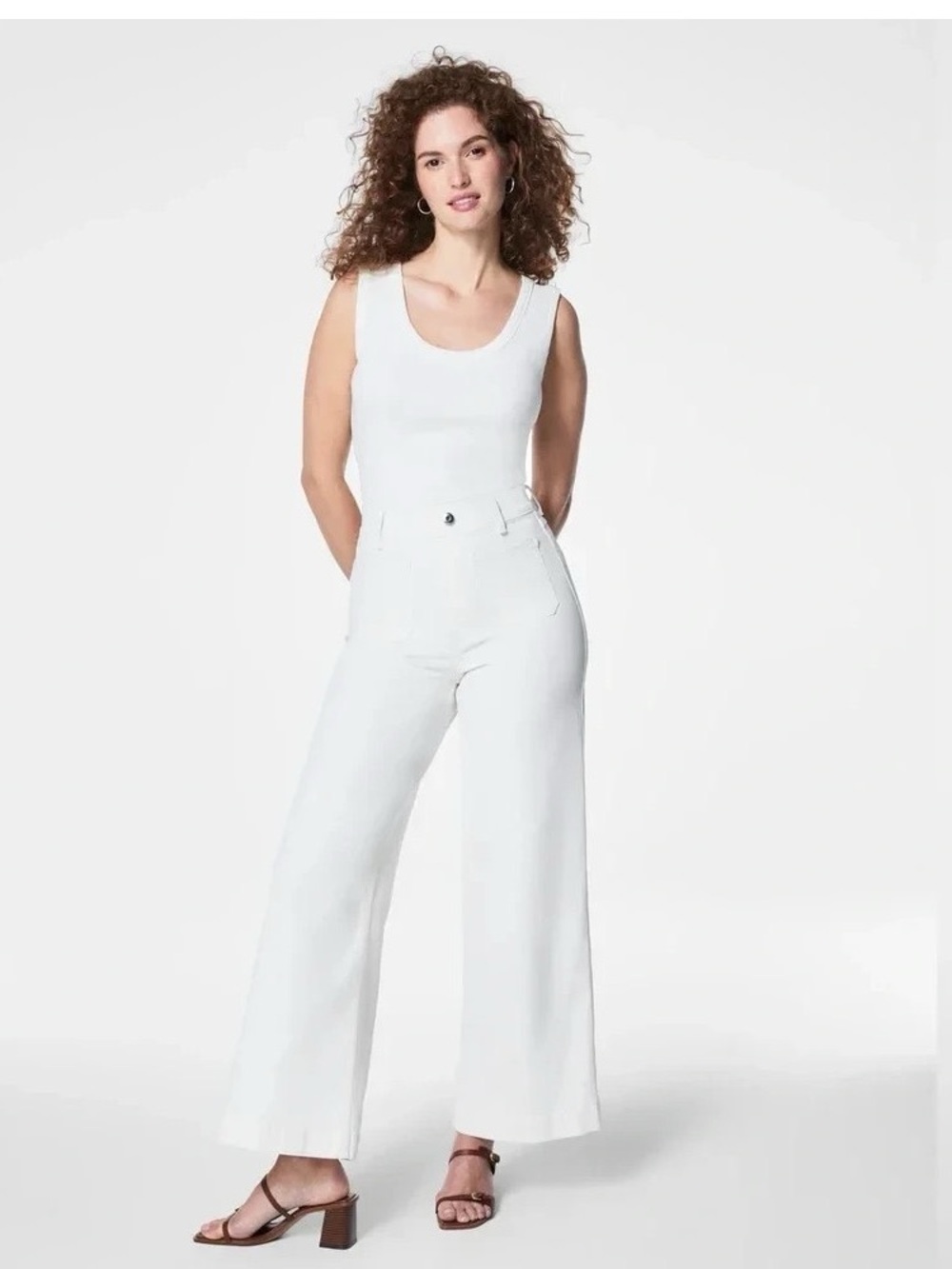 Spanx SPANXshape EveryWear Wide Leg Jeans Womens 2X Petite White - Picture 2 of 6
